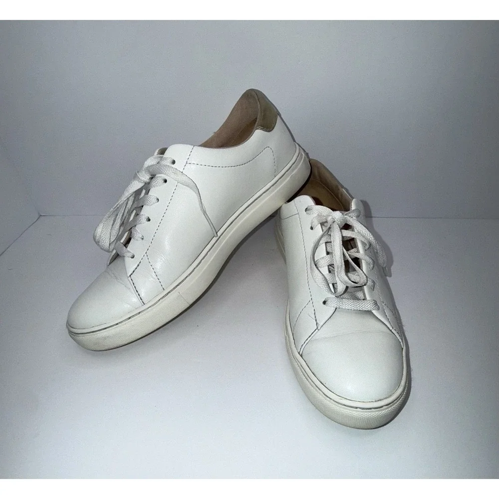 Kate Spade‎ Angelise White Gold Leather Silhouette Sneakers Tennis Shoes size 7B